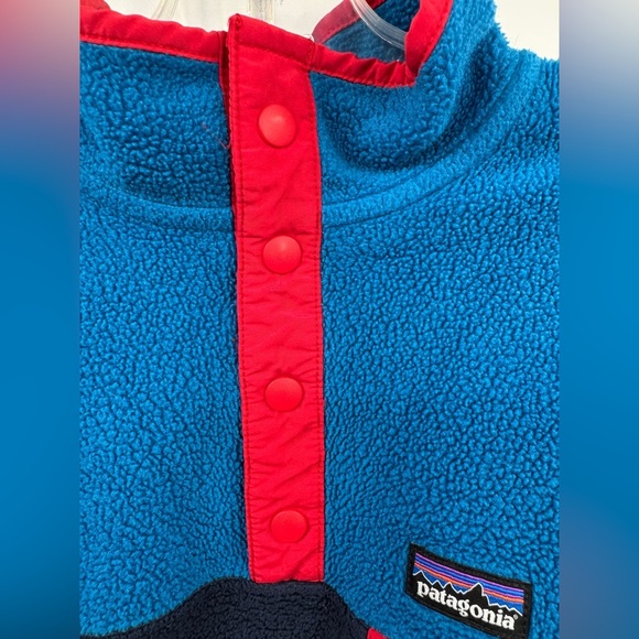 Patagonia Lightweight Synchilla Snap-T Pullover Kids Size XL New Navy Blue Red - Picture 3 of 8